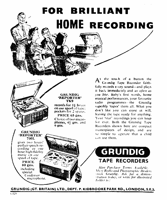 Publicidad de grundig reel to reel